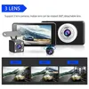 DVR per auto con schermo IPS da 4" Telecamera da cruscotto a 3 canali registratore digitale 1080P FHD anteriore + posteriore + obiettivo staccabile ruotabile a 360° FOV 170° 140° 120°