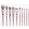 Ensemble de pinceaux de maquillage Poudre Fond de teint Ombre à paupières Sourcils Cils Lèvres Kits de pinceaux de maquillage Pinceaux cosmétiques avec trousse de maquillage 10pcs / set RRA858