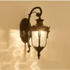 European Style Outdoor Balcony Garden Waterproof Down Wall Lamp garden Glass Stone Villa Bronze Classic Light