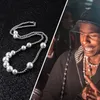 Collana di perle da uomo di moda Collane a catena con clavicola di gioielli con perline in acciaio inossidabile Hip Hop