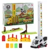 CK Creative Cartoon Bee Cow Domino Automatic Put-in Train, Juguete de desarrollo, Juguete interactivo entre padres e hijos, Party Christmas Kid Birthday Gift 2-1