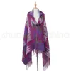 Kobiety Bohemian kołnierz w krat z kapturem koc peleryn cloak poncho wełna mieszanka wełny zimowa szal szalik DDA7557670166