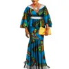 Afrika tweedelige set voor vrouwen mode dashiki kant rand Afrikaanse kleding bazin plus size dame kleding voor partij WY3462