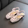 Children Designer Sandals Girls Hollow Breathable Princess Shoes Kids Designer Sandals with Rivet Luxury Flat Heel Shoes