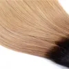 Estensioni dei capelli vergini brasiliani 1B / 27 Ombre capelli umani 3 pacchi con chiusura in pizzo 4X4 dritto 4 pezzi / lotto 1B 27 prodotti per capelli