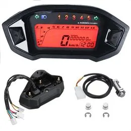 Compteur Moto Multifonction Numérique - Tachymètre Odomètre Vitesse Essence Rond 12000 Tr/min