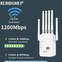 Repetidor WiFi 1200 Mbps Doble Banda (2.4GHz Y 5GHz) - Amplificador De Señal Con 4 Antenas Y 2 Puertos LAN Repetidor WiFi 1200 Mbps Doble Banda (2.4GHz Y 5GHz) - Amplificador De Señal Con 4 Antenas Y 2 Puertos LAN