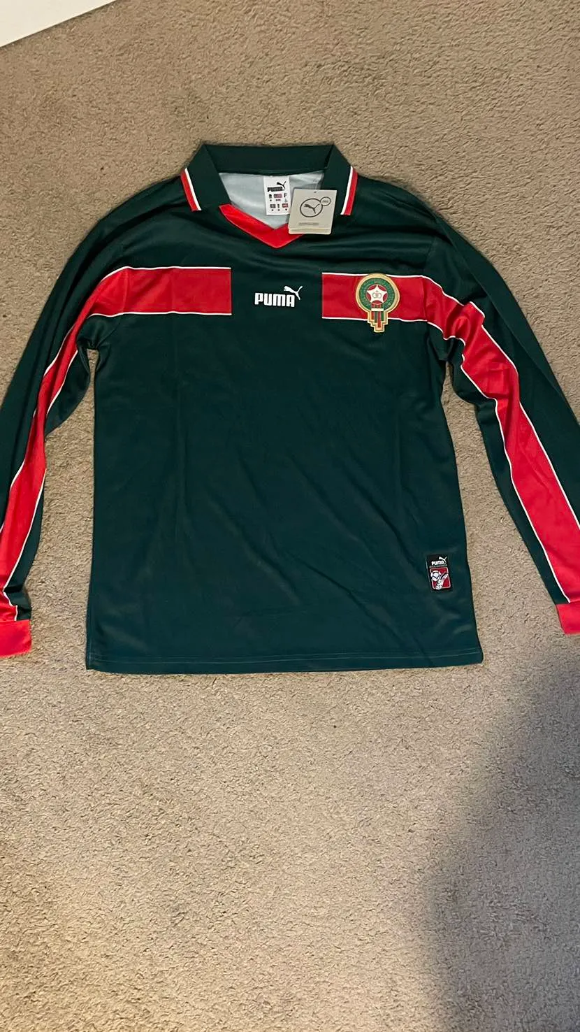 Maillot Rétro Football Maroc Années 70 - Manches Courtes - Homme - JL Sport - Neuf Avec Étiquettes