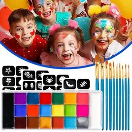 Kit De Pintura Facial Profesional De 20 Colores Para Niños, Incluye Pinceles, Plantillas Y Tatuajes Temporales, Hipoalergénico Y Lavable, Perfecto Para Halloween Y Fiestas