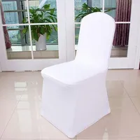 Ücretsiz Kargo 50 adet Evrensel Beyaz Spandex Düğün Likra Sandalye Düğün Ziyafet Otel Dekorasyon Sıcak Satış Toptan için Kapakları #