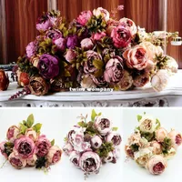 1 Bouquet 10 Cabeças Vintage Artificial Peony Seda Flor Casamento Home Decor Hight Qualidade Falsas Flores Peônia