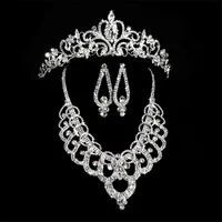 Accesorios de coronas de diamantes de novia Tiaras Collar de pelo Pendientes Accesorios Conjuntos de joyería de boda Precio barato Estilo de moda Novia