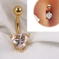 12 adet 18 K Altın Kalp Rhinestone Bow Dangle Göbek Göbek Bar Düğme Yüzük Vücut Piercing pierce