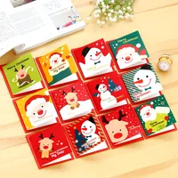 12pcs/lot Cute Cartoon Christmas Card Mini Greeting Card Sets Message Blessing Card with Envelopes