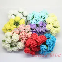 2cm tête multicolore PE Rose mousse mini fleur / Scrapbooking artificielles fleurs roses (144pcs / lot) Choisissez une couleur (W02609-W02617) décoration de mariage