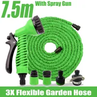 7.5m Flexibele Tuin Water Slang Magic + Spray Gun Wash Pipe Rubber Intrekbare Real Watering Expandable Slangen Mangueira Jardim
