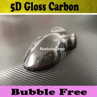 Film d'enveloppe de voiture de wrap de vinyle de carbone de 5D glacé haut sans bulles d'air de carbone de 5D comme vrai carbone taille 1.52x20m / petit pain