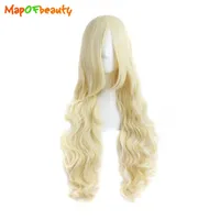 MapofBeauty Långt lös våg Syntetisk Hair 32 tum 80cm Ligth Blond Wig Nautral Cosplay Girls Costume Party Womens False Peruca