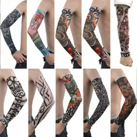 Atacado-popular 10 estilos Temporary tattoo mangas misturar nylon esticada moda braço meias frete grátis