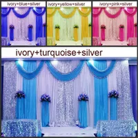 3m * 6 m * 6m Sfondo da sposa Swag Party Tenda Celebrazione Stage Performance Background Drape Silver Sequins Favori di nozze Fornitori