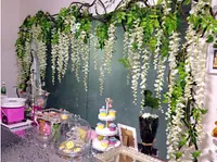 Hurtownie Wisteria Wedding Decor 110 CM 75 CM 4 Kolory Sztuczne Dekoracyjne Kwiaty Girlandy na Party Wedding Home Hotel Bezpłatny statek