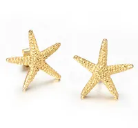 Jóia do mar Gold Starfish Stud Earrings in Stainless Steel