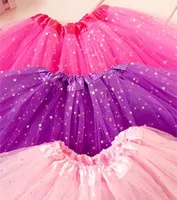 12 "Fluly Tutu Skirt Princess Ballettstjärnor Sequins Tutus Baby Girls Dance Clothes Tutu Pettiskirt 3Layers Tulle