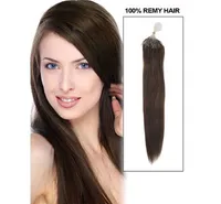 18 "20" 22 "100g 2 # Dark Brown Silicone Micro Rings Loop Hair Extensions Indian Remy Menselijk Haar