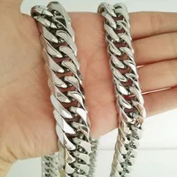 22 '' - 28 '' Lenght 12mm largo design americano jóias 316L aço inoxidável dupla cadeia Chain Chain Colar para os presentes dos homens para o marido prata