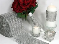 4,75 INCH x 1 meter Silver Diamond Mesh Wrap Roll Sparkle Rhinestone Crystal Ribbon Party Bröllopsdekoration Gratis frakt
