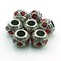 Brand New Fashion Metal Beads Antique Silver Crystal Big Hole Loose Beads Fit European Bracelets DIY Jewelry