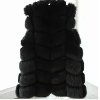 Wholesale-2015 White/Black Winter Women Knitted Rabbit &amp; Fox Fur Vest Plus Size Real Natural Rabbit Fur Coat Jackets Long Colete