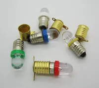 Kupferlegierung E10 Lampe Basishalter + 12V Schraubbirne Weiß Blau Rot Gelb Grün LED Globus Licht