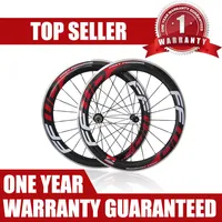 Red FFWD F6R 60mm Carbon Fiber Road Bike Alloy Brake Suface Wheelset F5R Carbon Aluminum Road Bicycle Wheels Clincher