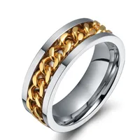316L Stainless Steel IP Gold Plated High Polished Men Fashion Rings Silver/Gold 8mm Size 6-15