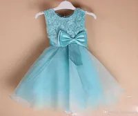 2015 Promosyon Yeni Ücretsiz kargo Omuz A-line Tül Çiçek Kız Elbise Parti Balo kızın Pageant.