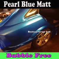 Premium Pearl Blue Matte Vinyl Wrap Air Release Electric Blue Matt Pearl Car Wrap Film Vehicle Covers size 1.52x30m/Roll Free Shipping Fedex