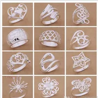 Orden mezclada 24pcs / lot 925 plateó los anillos del estilo del partido de la joyería de moda del regalo de Navidad de calidad superior del envío libre 1766