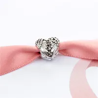 Feather Heart Charm Bead Mode Femmes Bijoux Superbe Design Style européen Fit pour bracelet de bracelet Pan