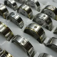 20pcs Fashion Rhinestone Women Men Stainless Steel Rings lotes al por mayor Wholesale Jewelry Ring Mixed LotsLR071