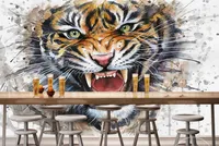 3d Murale ścienne Tapeta Ręcznie malowane atrament Akwarela Super trójwymiarowy obraz Tiger Wallpaper Home Decor
