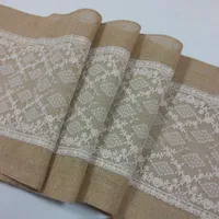 Burlap Lace Table Runner for Rustic Vintage Wedding