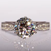 Envío gratis Corte redondo caliente 4ct Topaz Diamonique diamante simulado 14KT oro blanco relleno GF Engagement mujeres anillo de bodas Sz 5-11