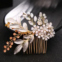 豪華なクリスタルラインストーンの結婚式のヘアアクセサリー花嫁のブライダルの花の髪の櫛の頭部の髪ジュエリーラインストーンクリスタル