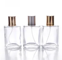 Bottiglia di profumo di vetro trasparente portatile di fascia alta 30 ml con tappi oro e grigio, flacone a spruzzo vuoto
