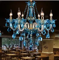 Włochy Blue Cafe Light Blukturze jadalnia Multi-Color Nowoczesny Kryształowy Żyrandol Led Home Lighting KTV Restauracja Bar Lampy Lampadario