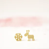 Arbeiten Sie 18K Goldsilber Rudolf und Snowflake Bolzen-Ohrringe um Freies Verschiffen Winterren Drei Arten Farbe