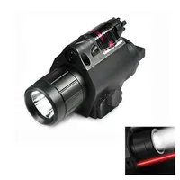 Outdoor Hunting 200 Lumens Led Tactical Flashlight Rifle Gun Light With Red Laser and 20mm Picatinny Rail Mount.