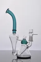 Neue Dual Bubble Dickglas Bongs Gebogen Typ Recycler Ölplattformen Wasserpfeife Pfeifen Bong 2 Funktion 14 mt