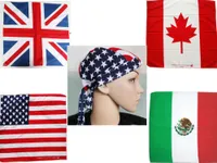100% Algodão Cabelo Bandana Beanie Tie Down Hat Cabeça Envoltório EUA REINO UNIDO Canadá México Bandeira Cachecol, 12 pçs / lote frete grátis